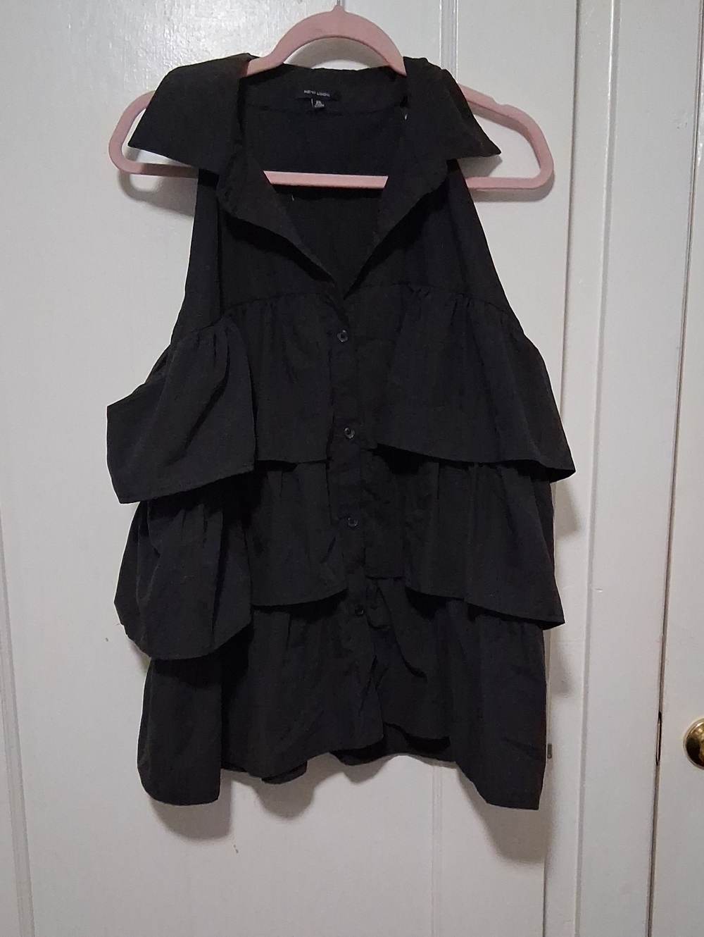 New Look Black Top with Branded Neckline